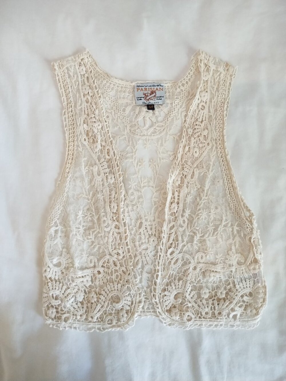 Parisian Women's Cream Lace Vest